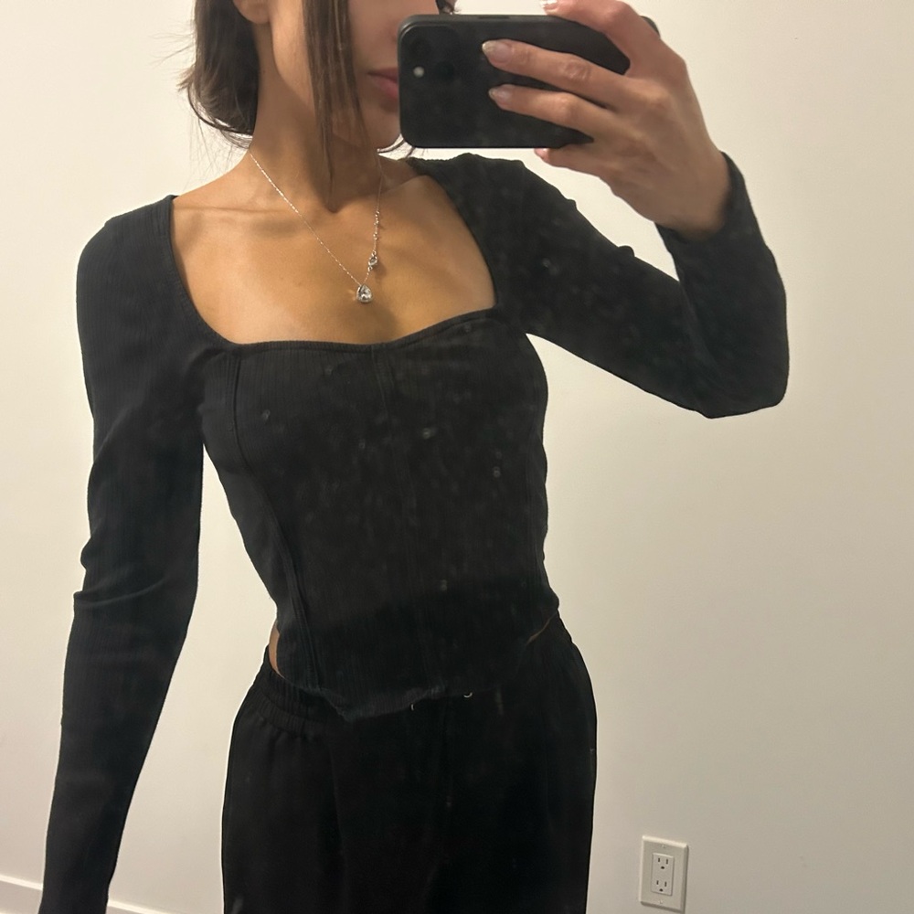 Asos ribbed Black Long Sleeve Women's Top us 6